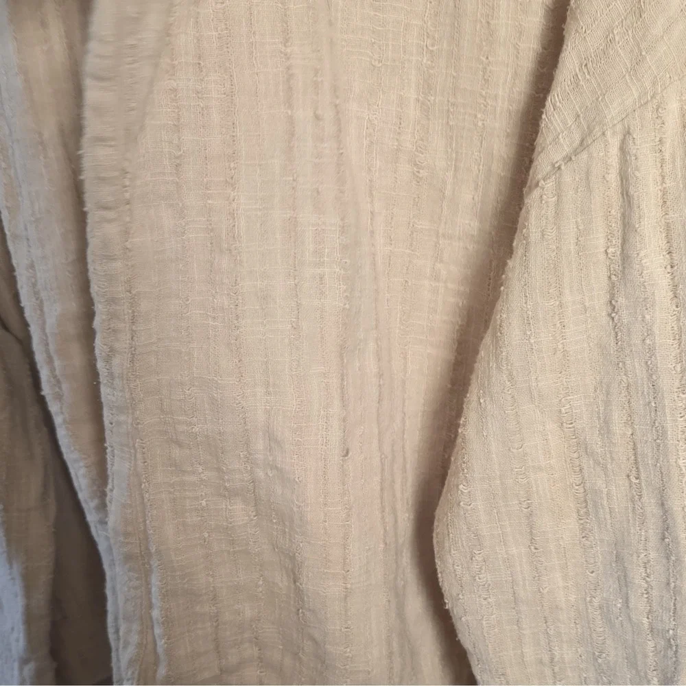 Free People Womens Beige Open Front Textured Collared Jacket Size SMALL